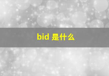 bid 是什么